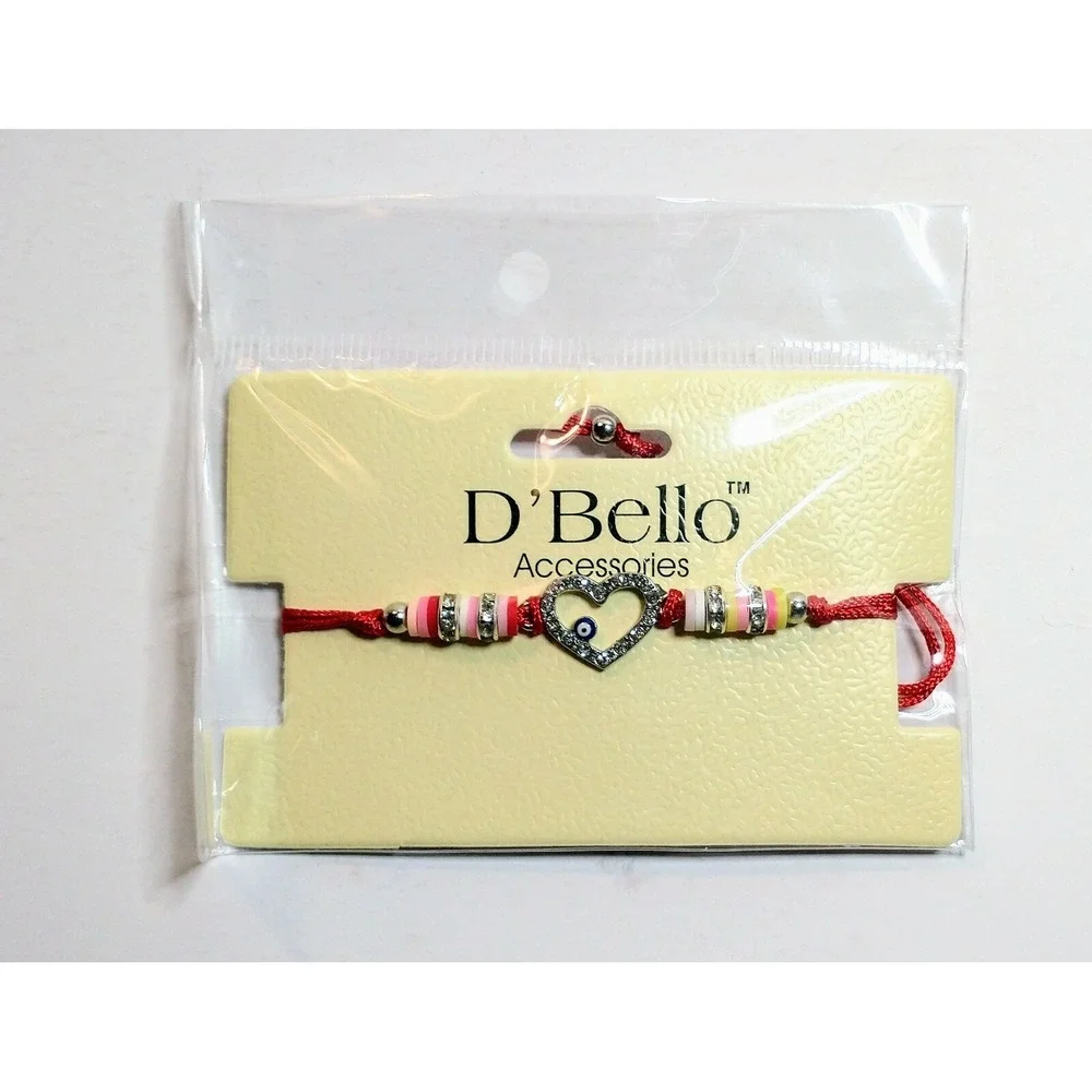 Evil Eye Heart Shaped Charm Bracelet Multicolor Rhinestone D'Bello Accessories